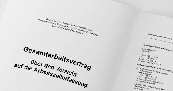 GAV &uuml;ber den Verzicht auf die Arbeitszeiterfassung